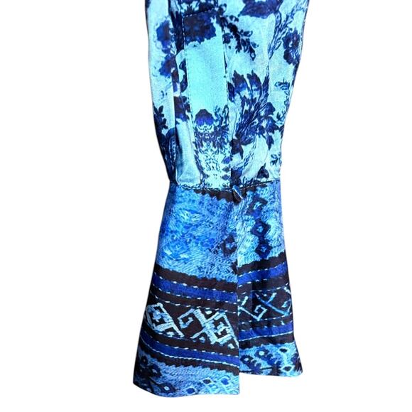 Kobi Halperin Lulu Blouse Long Sleeves Button Down Shirt Blue Floral Print Sz S - Picture 5 of 10